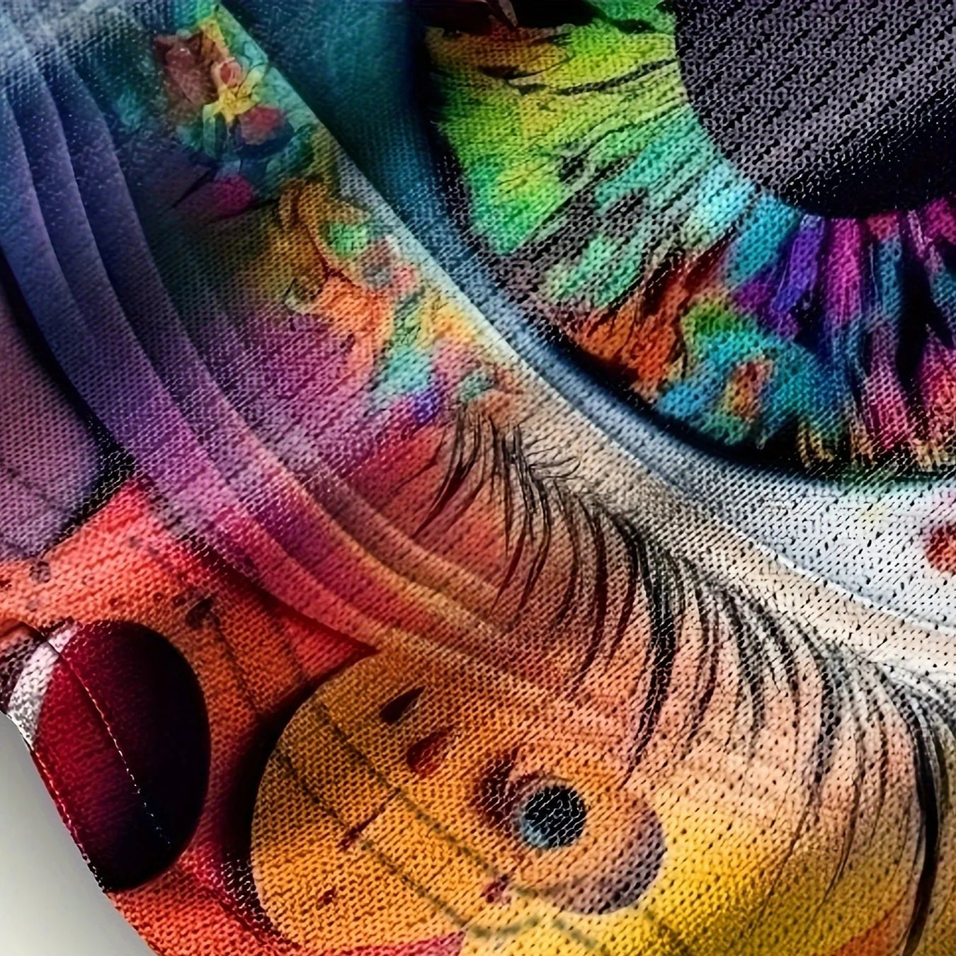 Men'S Graffiti Style Colorful Eye Pattern Print T-Shirt with Crew Neck and Short Sleeve Tops Suitable for Summer Leisurewear