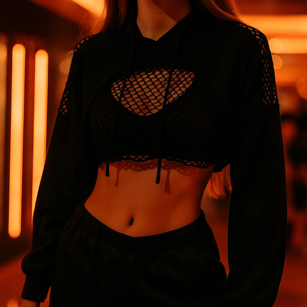 MeshVibe Cropped Hoodie
