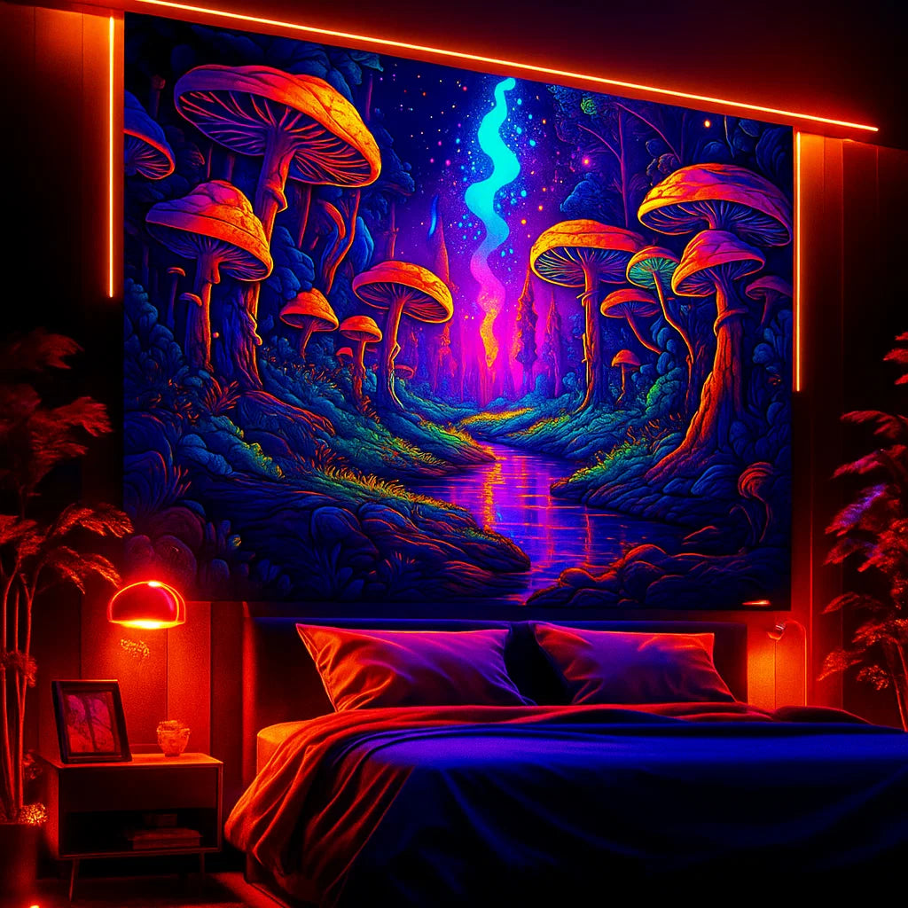 Neon Mushroom Tapestry