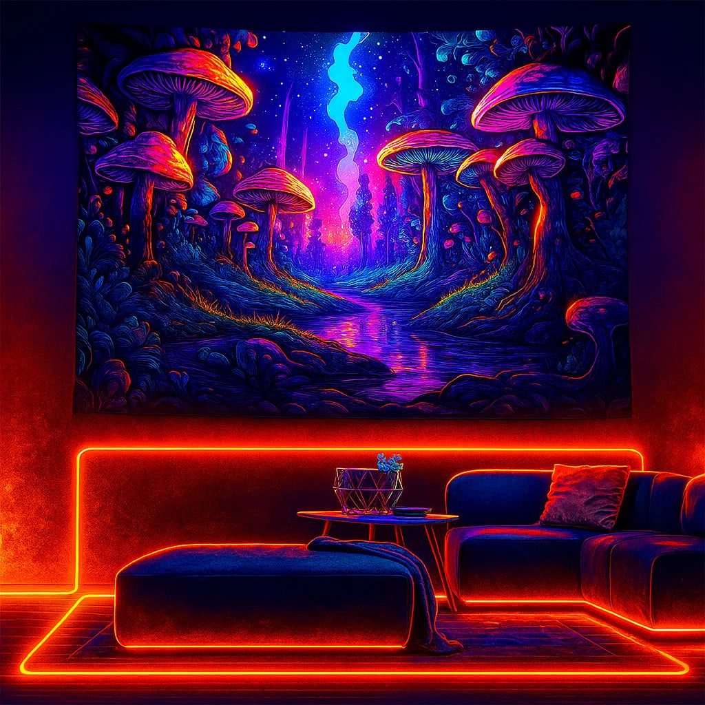 Neon Mushroom Tapestry
