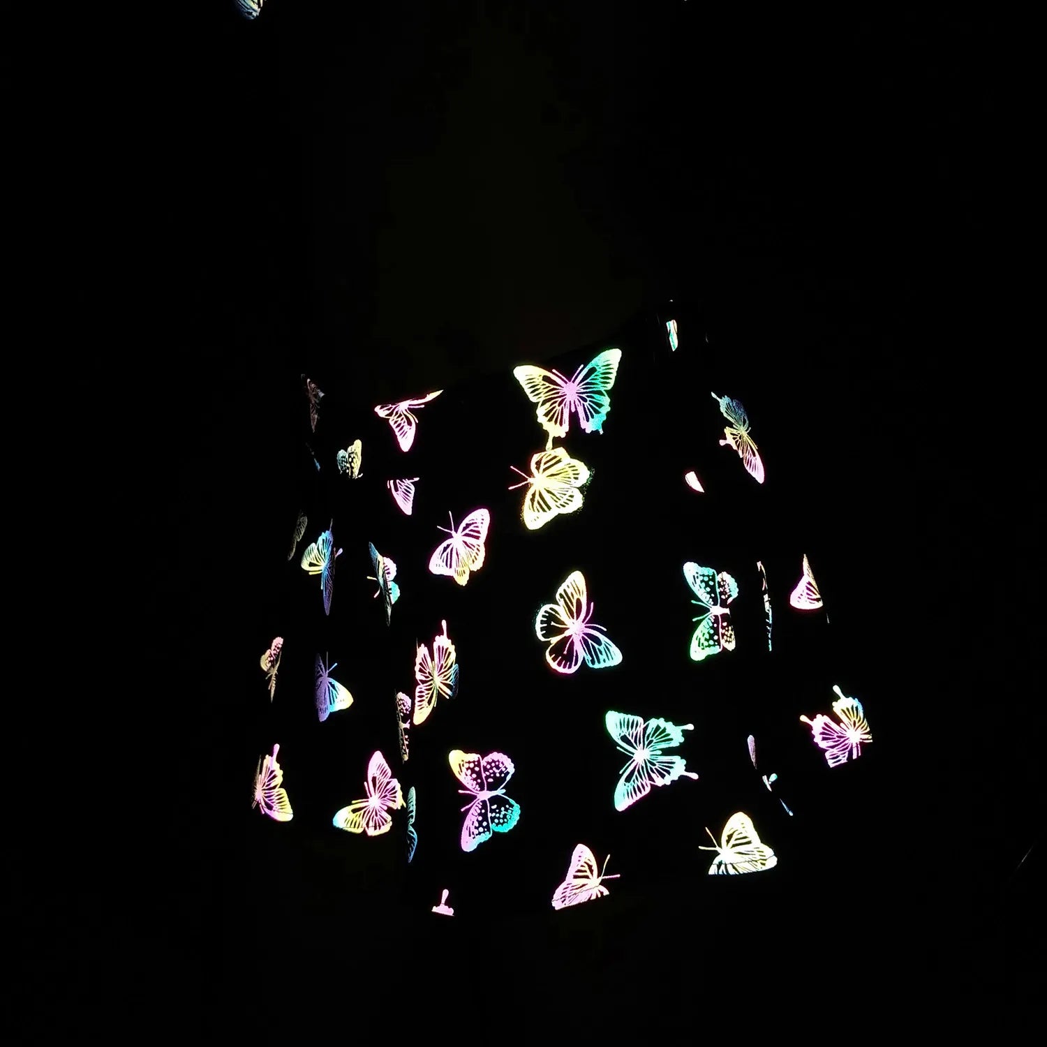Colorful Butterfly Reflective Sexy Temptation Super Short Skirts Mini High Waist Woman Side Zipper A-Line Vestido Curto Feminina
