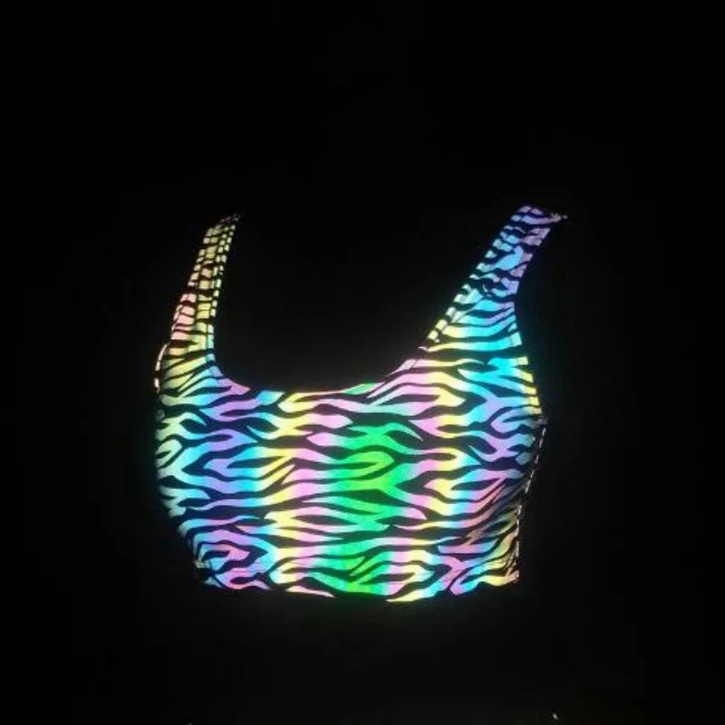 Summer Colorful Reflective Women Tank Tops Y2K Harajuku Croppe Tops Personality Printed Sexy Camisole Camisas Топ Женский