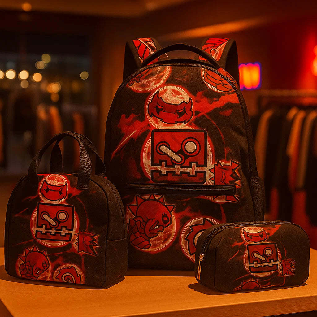 Geometry Dash Printed Backpack Set