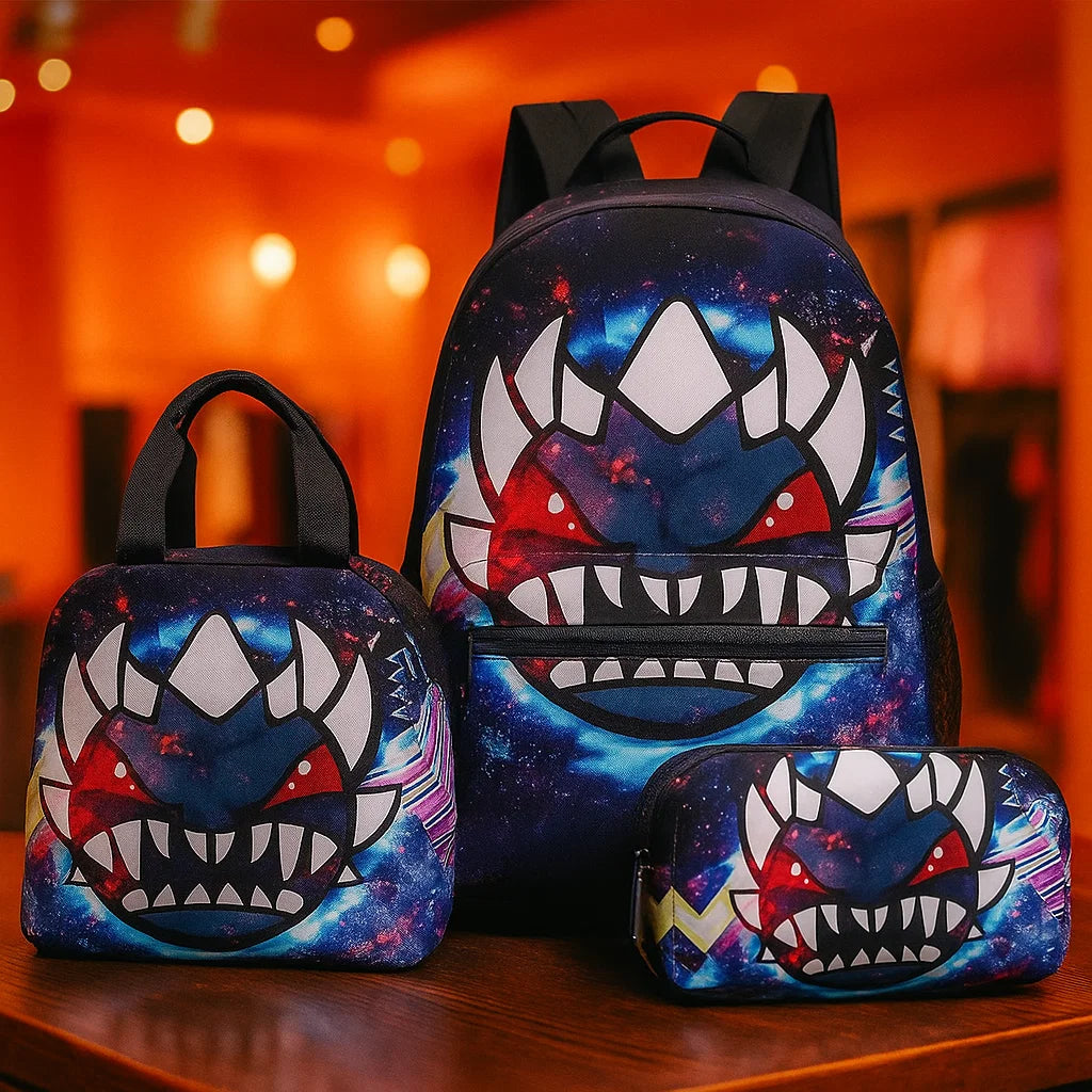 Geometry Dash Printed Backpack Set