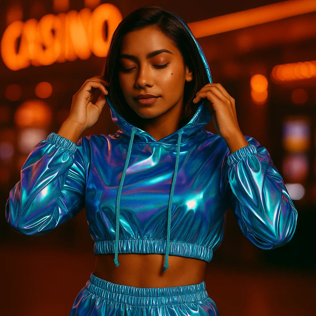 Cropped Holographic Hoodie
