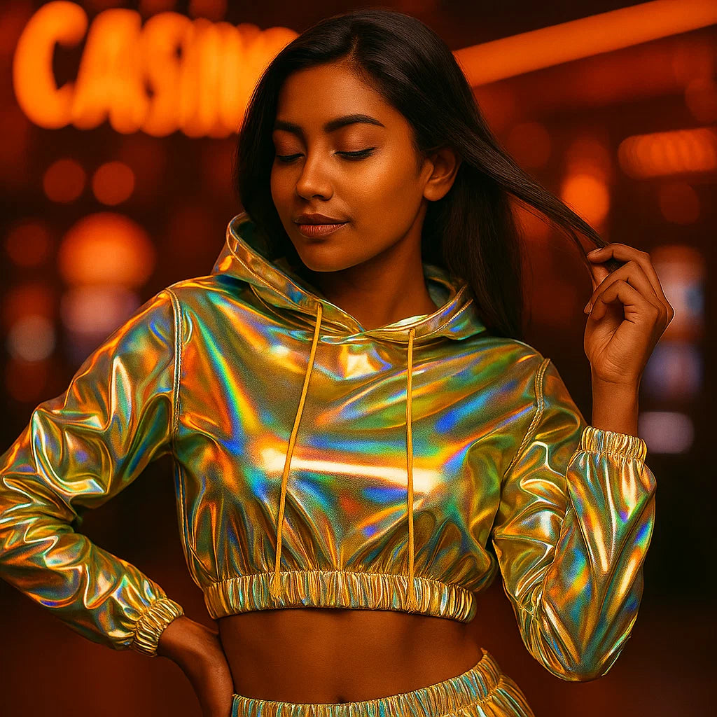 Cropped Holographic Hoodie