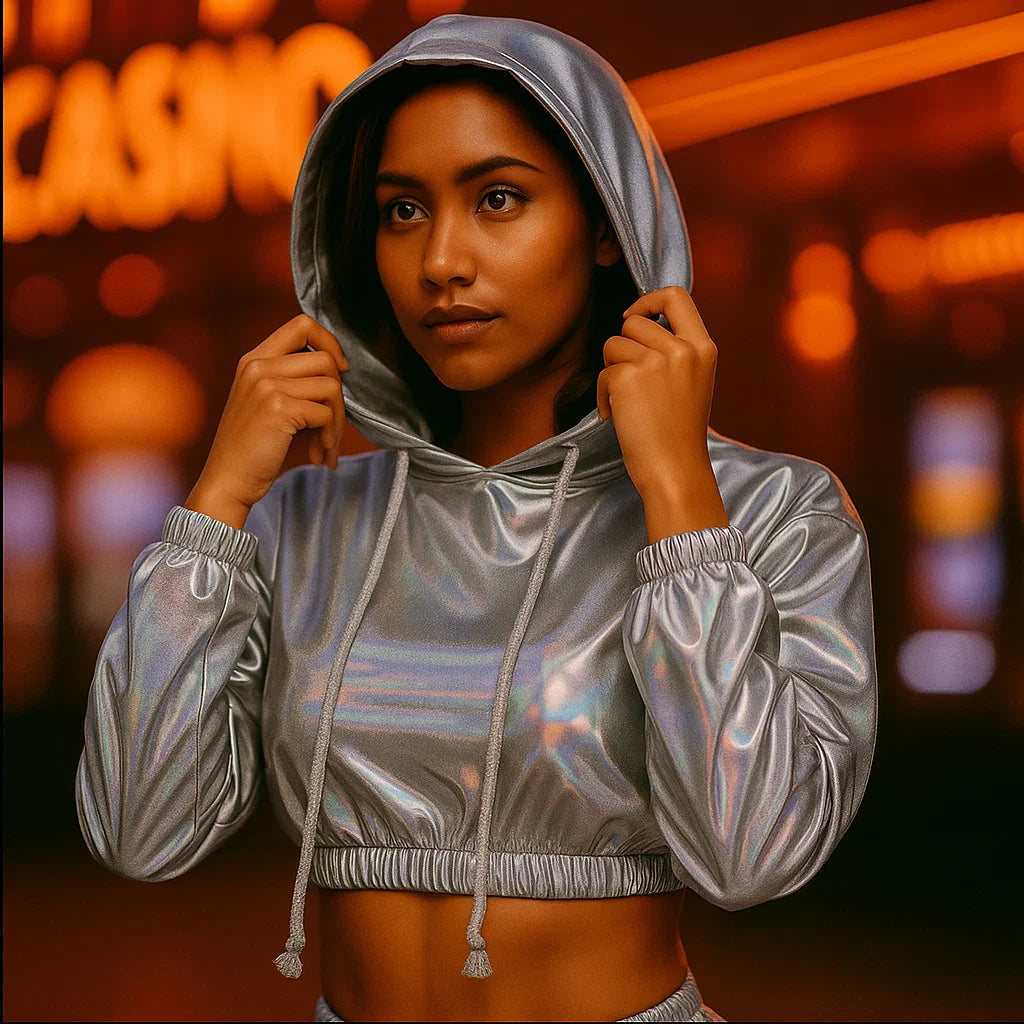 Cropped Holographic Hoodie