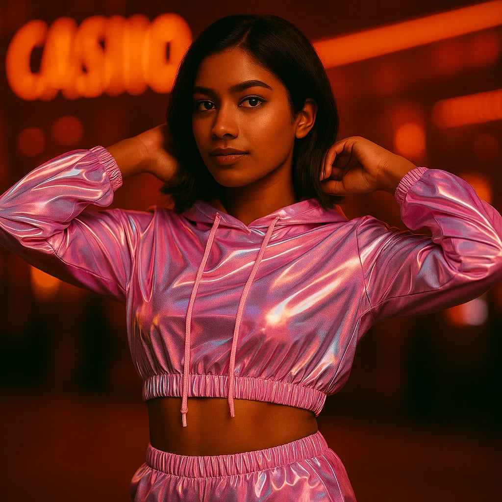 Cropped Holographic Hoodie