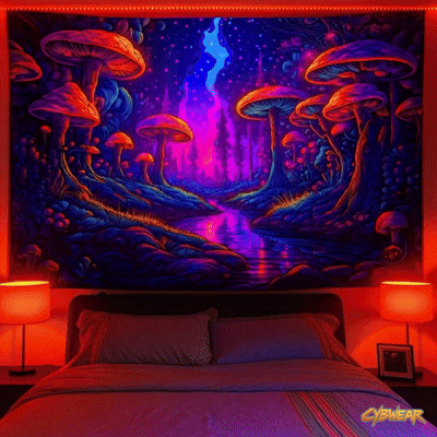 Neon Mushroom Tapestry
