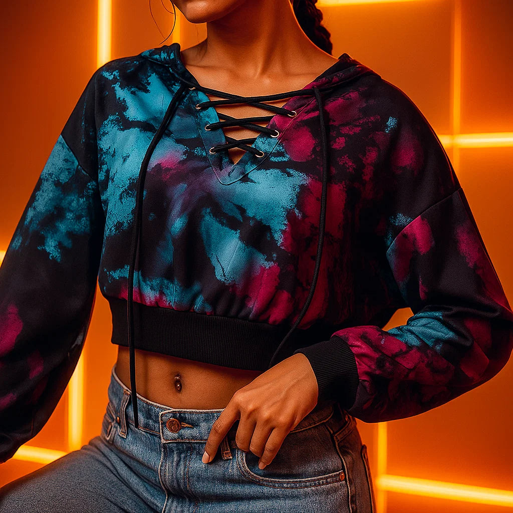 Tie-Dye Cropped Hoodie