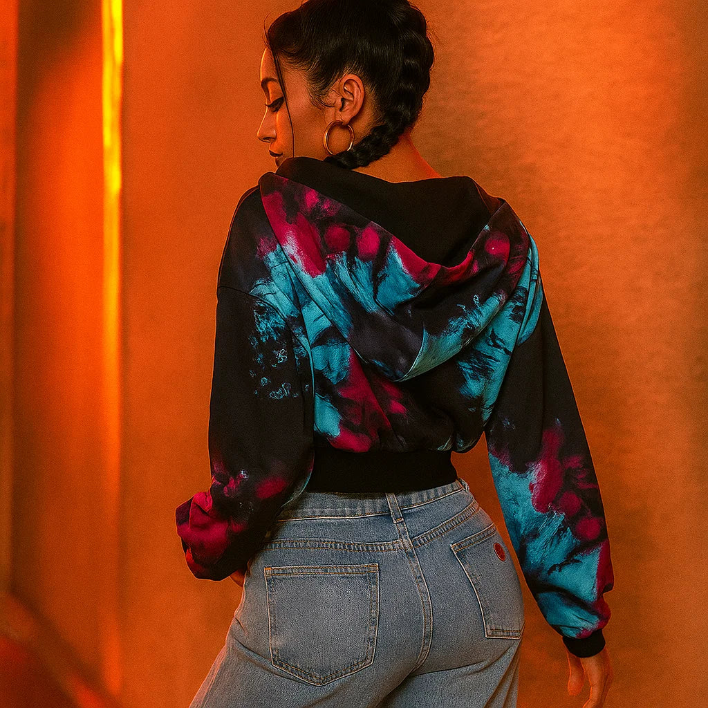 Tie-Dye Cropped Hoodie