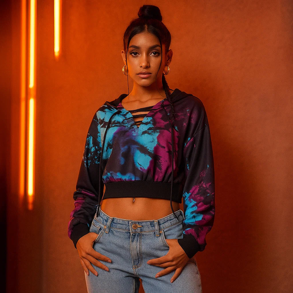 Tie-Dye Cropped Hoodie