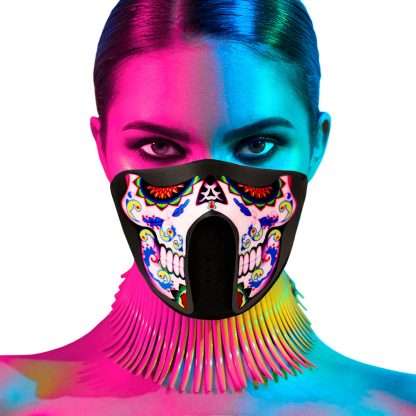 Sound-Activated LED Face Mask - Day Of The Dead - Image 2